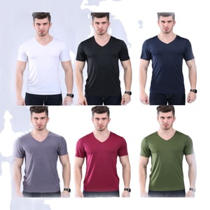 6 màu Modal <span class=keywords><strong>Polyester</strong></span> người đàn ông liền mạch nén cơ thể xây dựng phòng tập thể dục tập thể dục OEM Logo tùy chỉnh trống đồng bằng phù hợp với người đàn ông t Áo sơ mi - Product Image 1