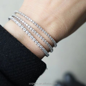 Pulsera de tenis de moda de plata 925 auténtica con moissanita de corte brillante tipo diamante de 2mm, 3mm, 4mm, cadena en oro rodio negro para regalos y fiestas - Product Image 2