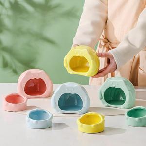 Nido de Cerámica para Hámster, Comedero para Mascotas Pequeñas, Tazón, Caja, Botella de Agua Antivuelco, Dispensador de Agua, Casa de Hielo Refrescante para Verano - Product Image 2