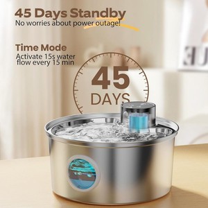 Fontaine à eau portable sans fil 3,2 L à piles, 3 modes de distribution, minuterie automatique, en acier inoxydable et plastique, pour animaux de compagnie (chats) - <span class=keywords><strong>Prix</strong></span> bas - Product Image 5
