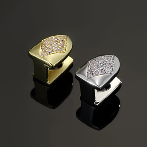 Grillz en or et argent, forme diamant, serti géométriquement, unisexe, pour usage quotidien, grillz raffinés - Product Image 2
