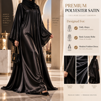 Tissu satiné en polyester de qualité supérieure, tissage cinq fils, finition lisse et brillante, pour abayas, robes et mode modeste de luxe