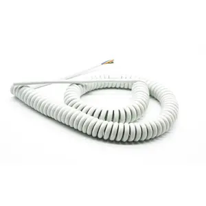 Color blanco personalizado 6C eléctrico 24AWG extensión espiral Cable resorte en espiral Cable rizado