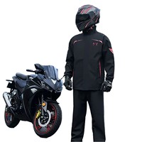 Combinaison de moto imperméable en nylon, ensemble veste et pantalon de pluie pour hommes adultes, deux pièces, protection intégrale, cyclisme hivernal, forte pluie