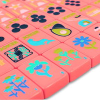 Tuiles de Mahjong de luxe en acrylique à 1 couche, rose corail, thème Coucher de soleil sur palmiers, Côte Ouest de Californie, pour divertissement, fêtes, loisirs, vente en gros