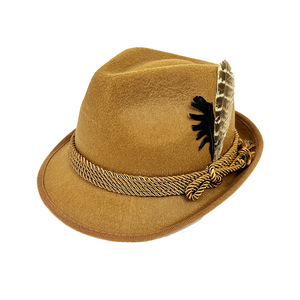 Sombrero de Jazz de fieltro gris alemán, sombrero de <span class=keywords><strong>plumas</strong></span> no tejido de fieltro para festival de cerveza - Product Image 6