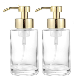 Bouteille en verre à épaulement plat de 350ml <span class=keywords><strong>Pompe</strong></span> à <span class=keywords><strong>mousse</strong></span> en acier inoxydable Tête de cuisine Distributeur de savon de salle de bain Bouteille - Product Image 2