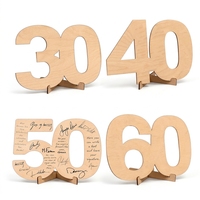 Livre d'or en bois avec support pour anniversaire, numéros d'âge, mires de développement, signature, décoration de table de fête, souvenir d'anniversaire, accessoire photo