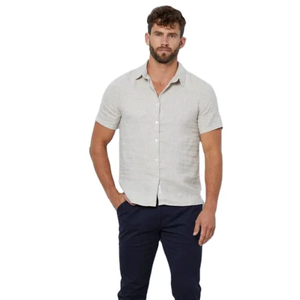 Men's 100% Cotton Twill Fabric Flannel Shirt Plaid Slim Fit Turn-<b>down</b> Collar Autumn Yarn Dyed Short Sleeve Breathable Quick Dry - Product Image 4