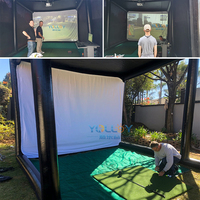 Simulateur de golf portable, tente gonflable avec plancher et panneau frontal