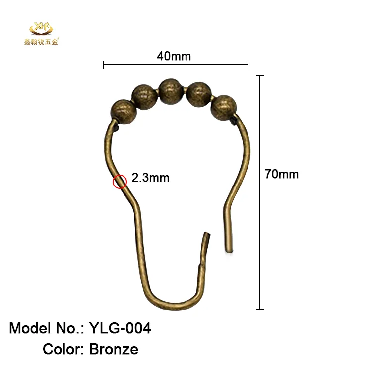 Xinhanrui 사용자 정의 PVC 가방 철 조롱박 모양의 5 볼 롤러 샤워 커튼 후크