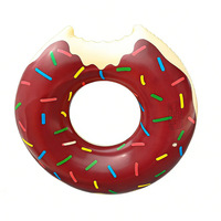 Bouée gonflable en PVC personnalisée avec logo imprimé, vente en gros d'usine, motifs donuts et fleurs, pour enfants, idéale pour les fêtes à la plage