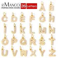 Emanco Edelstahl Micro Pave Zirkon Alphabet-Anhänger PVD A-Z Initialen-Anhänger Kleinserien Großhandel DIY Schmuckzubehör