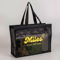 Sac de courses en maille personnalisé et tendance, réutilisable, sac de plage en maille, sac fourre-tout en nylon recyclé avec logo personnalisé pour la vente en gros