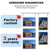 Sistem Display Jendela Real Estat 1 X A1 Kit Lightbox Gantung Panel Akrilik Bingkai Poster Slim Kotak Lampu LED Dua Sisi