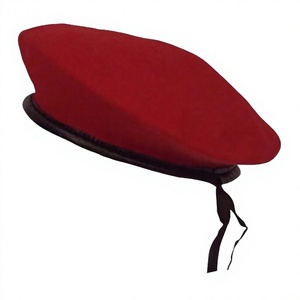 OEM Custom Logo Hand Embroidery Wool Felt <b>Beret</b> Cap Image Party Ceremonial Uniform Leather Sweatband Wholesale Factory Price - Product Image 2