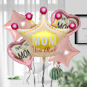 Ensemble de 5 ballons pour la fête des mères, ensemble de ballons en feuille d'aluminium avec couronne de fleurs, globos, pour la décoration de fête - Product Image 4