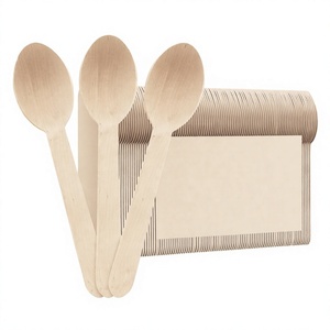 Ensemble de couverts jetables personnalisés en bois blanc biodégradable et écologique, couteau et fourchette 140mm-160mm, kit fantaisie pour le camping TD - Product Image 3