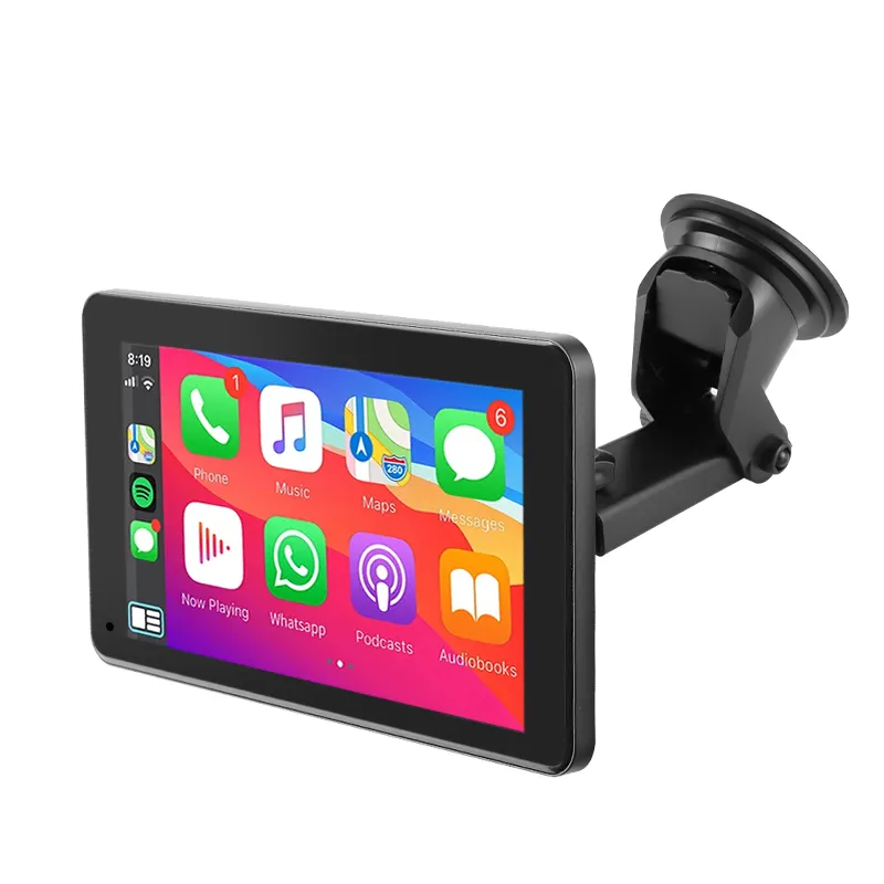 GreenYi Layar Sentuh Portabel Android Auto, Carplay Apple 7 Inci Full HD Monitor T86 Pemutar Video Multimedia Radio Mobil