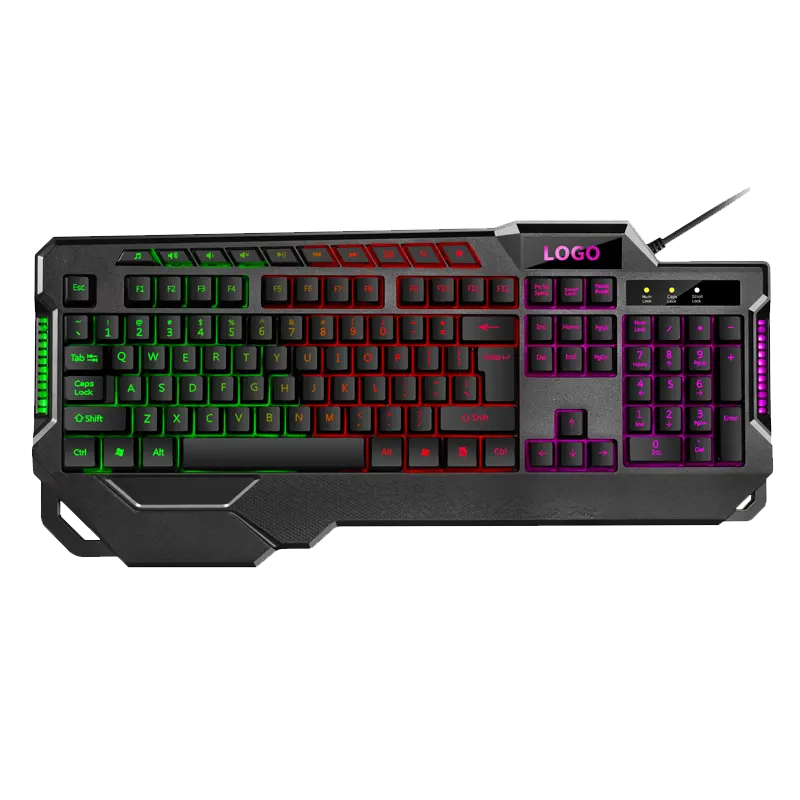 New design 104 keys gaming keyboard 10 multimedia gaming keyboard 7 colors backlit RGB wired ergonomics design gaming keyboard