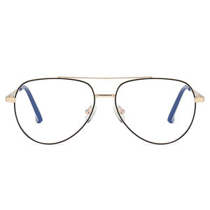 משקפי ראייה קלאסיים לגברים בעיצוב טייסים, מסגרת יוניסקס לגברים, סגנון גשר כפול, משקפי מתכת, חוסמי אור כחול 6912 - Product Image 6
