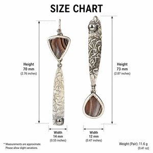 Orecchini Pendenti Lunghi Asimmetrici Creativi con Motivo Marrone e Grigio, Vintage, con Perline, per Donna - Product Image 5