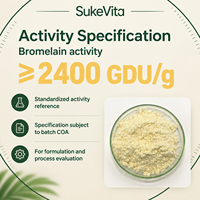 Poudre d'enzyme de bromélaïne naturelle 1200 GDU, extrait de tige d'ananas, poudre protéolytique standardisée en vrac pour complément alimentaire