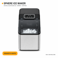 Machine à glaçons électriques SOHEF pour comptoir, 8 boules par cycle, silencieuse (50 dB), glaçons transparents de 3 cm pour la maison, le bar, la cuisine et l'hôtel
