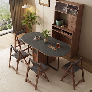 Juego de mesa de comedor de madera de estilo medieval pequeño con silla plegable que ahorra espacio para apartamento, hogar, hotel en espacios pequeños - Product Image 5
