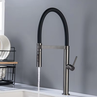 Robinet de cuisine gris anthracite en acier inoxydable 304, moderne et minimaliste, pour eau chaude et froide, à poser sur évier, pour lave-vaisselle, transfrontalier