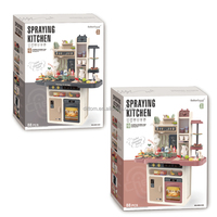 Ensemble de cuisine multifonctionnel de luxe 88 pièces 93,5 cm pour enfants, avec lumières et musique, pour jeu d'imitation et fonction de pulvérisation