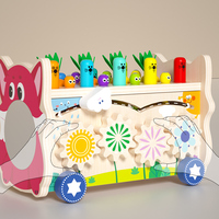 Mainan Mobil Multifungsi 4 in 1 Xylophone Jam Whack-a-Mole Tarik Lobak Permainan Memancing untuk Balita