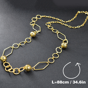 Conjuntos de Joyería de Dubái para Mujer, Regalo de Compromiso Moderno y Elegante, Cadena Larga con Dije, Collar de Latón Personalizado Chapado en Oro de 14K - Product Image 5