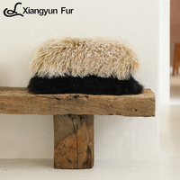 Coussin de sol de luxe doux et confortable, décoration de la maison, garniture d'oreiller en fourrure d'agneau, oreillers en fourrure mongole douce