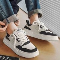 Chaussures décontractées à lacets pour hommes, haut de gamme, style sport, semelle épaisse, noir et blanc, classiques, faciles à assortir, mode campus, style skateboard