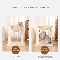 Arbre à chat en sisal BunnyHi MW021 avec hamac et poteaux à gratter, emballé dans un carton écologique pour chats d'intérieur
