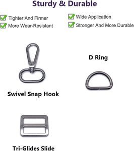 Crochets pivotants avec anneau en D, boucles coulissantes pour la fabrication de sangles de sacs à main, clips pivotants pour lanières, fermoirs mousquetons - Product Image 3