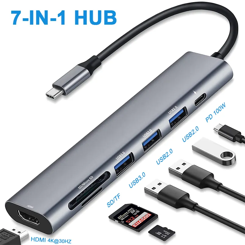 USB C HUB 4K 60Hz 30Hz Type C to HD 2.0 RJ45 USB 3.0 PD 100W Adapter For Macbook Air Pro iPad Pro M1 PC Accessories USB HUB