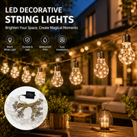 Guirlande lumineuse solaire LED d'extérieur pour jardin, étanche IP65, contrôle intelligent, 11 couleurs changeantes, corde de chanvre 30 pieds