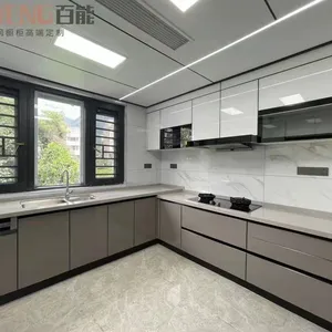 Индивидуальная Роскошная стеклянная пленка для кухонного шкафа Baineng на кухонный шкаф из нержавеющей стали