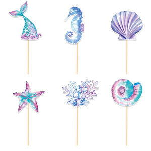DAMAI Décoration de fête sirène : Bannière Joyeux Anniversaire, Décorations de gâteau, Spirales suspendues, Écailles de sirène, Chapeau de fête, Thème Sous l'océan - Product Image 3