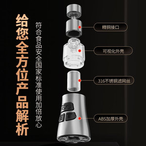 Mind ตัวกรองก๊อกน้ำสแตนเลส316เครื่องกรองน้ำแบบหมุนปรับได้พร้อมแกนกรองในตัว - Product Image 4