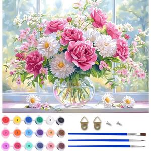 Peinture par numéros de fleurs colorées, nature morte, art au pinceau, toile pour adultes, décoration moderne de la maison - Product Image 1