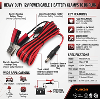 Câble d'alimentation avec pince crocodile vers prise mâle DC 12V 24V pour bande LED, caméra de surveillance, routeur, panneau solaire et test