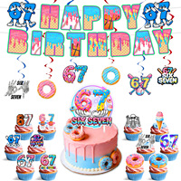Donut 67 Themenparty-Dekorationen Nummer Sechs Sieben Banner Tortendekoration Hintergrund Ballon Kleinkind 1. Geburtstag Feier-Zubehör