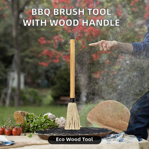 Pinceau à badigeonner pour barbecue avec manche en bois, brosse en coton pour l'alimentation des grilles à charbon et la cuisson en extérieur - Product Image 2