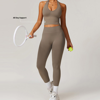 Ensemble de vêtements de sport pour femmes, de haute qualité, OEM, pour la salle de sport, ensembles de fitness, vêtements de sport, tenue de yoga, vêtements de sport à haute élasticité