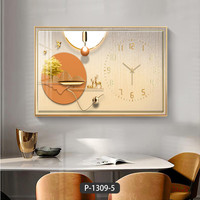 Jam Dinding Restoran Modern, Jam Dinding Ruang Tamu Mewah Ringan Kristal Porselen Horizontal Meter Box Lukisan Dekoratif