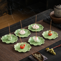 Grensoverschrijdende nieuwe product lotusblad wierookhouder keramische wierookbrander met asbak Zen theetafel decoratie & cadeau