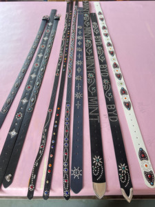 Custom Designer Handmade Studded Rivets Jeans <strong>Belt</strong> <strong>for</strong> <strong>Men</strong> Vintage <strong>Leather</strong> Gothic Hip Hop Jeweled <strong>Belt</strong> With Square <strong>Belt</strong> Buckles - Product Image 4
